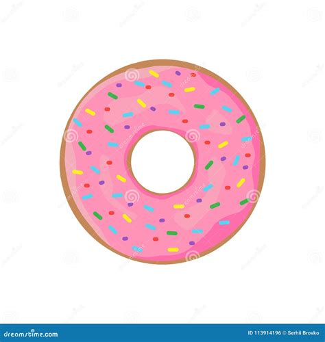 Donut with Sprinkles Isolated on White Background. Vector Illustration Stock Vector ...