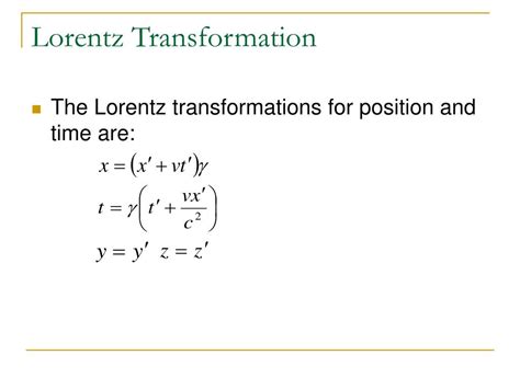 PPT - Lorentz Transformation PowerPoint Presentation, free download ...