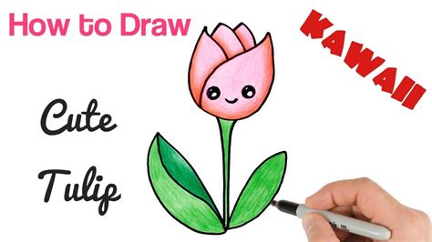 How to Draw cartoon flower tulip cute and easy - YouTube