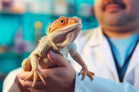 Premium AI Image | Vet clinic Agama at an appointment with a ...