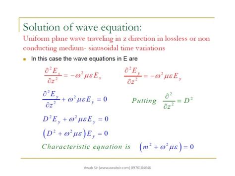 Uniform plane wave equation