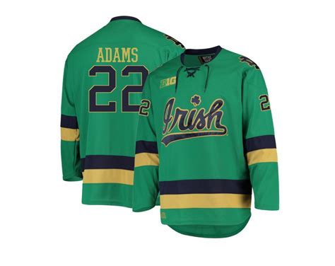 Men's Jack Adams Green Notre Dame Fighting Irish Hockey Jersey - #22