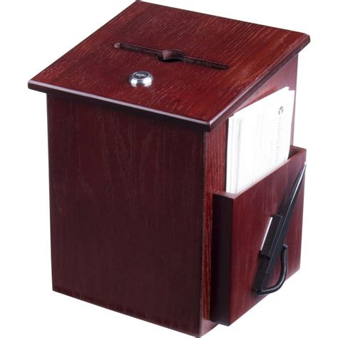 Displays2go Wood Suggestion Box, Ballot Box with Side Pocket, Locking ...