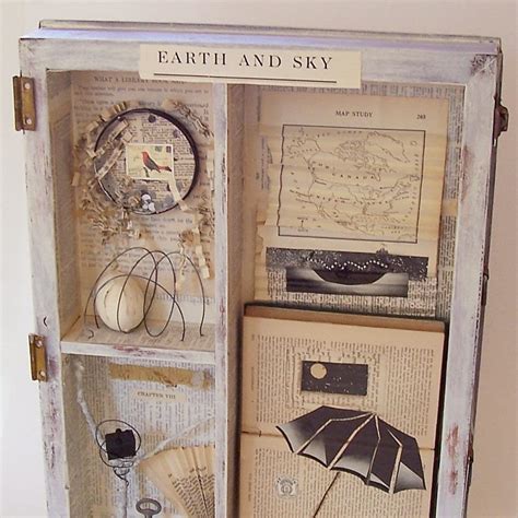 Assemblage Art Wooden Box / Joseph Cornell Tribute / Earth and