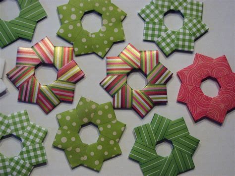 Origami Wreath Christmas Tree Ornaments 3 set of 6