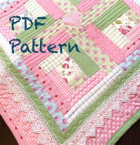 Log Cabin Baby Quilt Pattern Modern Baby Girl Quilt Pattern