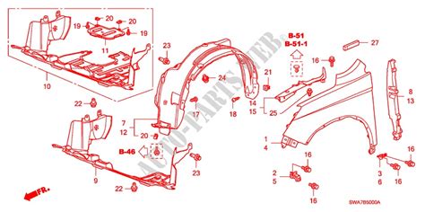 FRONT FENDERS for Honda Cars CR-V I-CTDI 2.2 EXECUTIVE 5 Doors 6 manual speeds 2008 # HONDA CARS ...