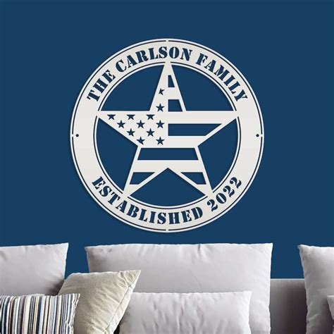 Personalized Stars and Stripes Family Name Sign Independence Day Veteran Day Patriotic Decor ...