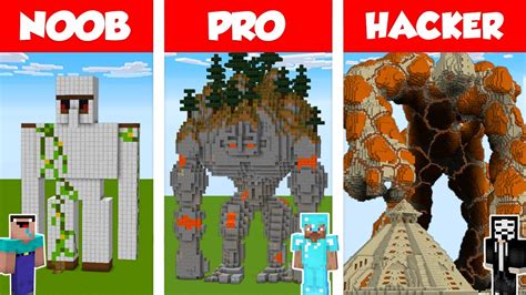 Minecraft NOOB vs PRO vs HACKER: GOLEM STATUE HOUSE BUILD CHALLENGE in Minecraft / Animation ...