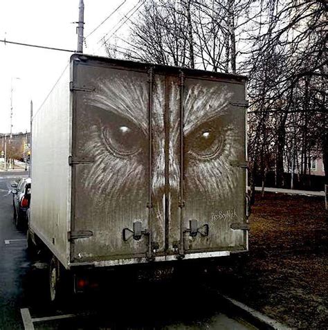 Incredible art created by erasing dirt on trucks - Boing Boing