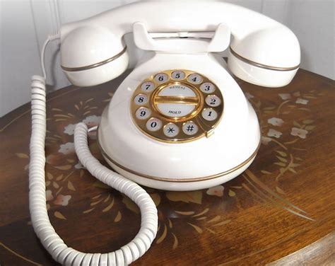 Vintage White Push Button Phone in Rotary Dial Retro Style - Etsy