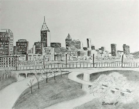 Daily Drawing No. 481. "Atlanta Skyline." Pencil drawing. Re: Just Draw One Thing Today. #art ...