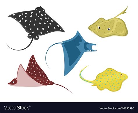 Cute stingray cartoon characters Royalty Free Vector Image