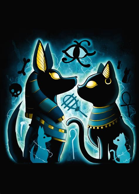 'Anubis and Bastet' Poster, picture, metal print, paint by Valentina Fabbri | Displate