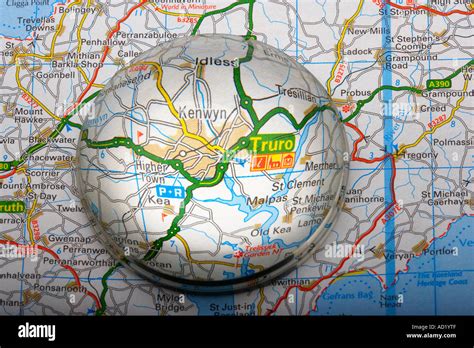 Magnified map area of Truro in Cornwall, UK Stock Photo - Alamy