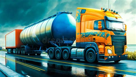 An Image of Semi Truck on the Road. TRANSPORT SAFETY Stock Photo ...