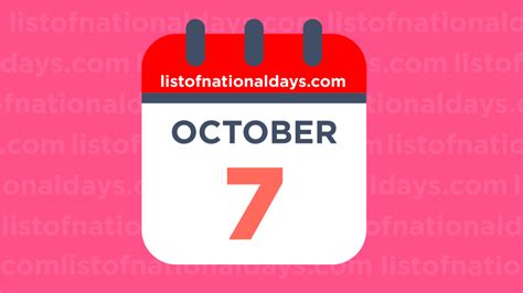 OCTOBER 7TH - List Of National Days