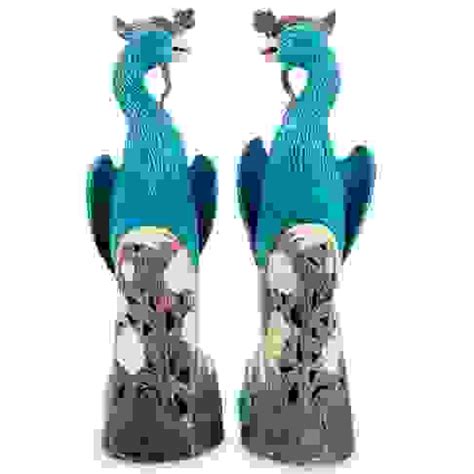 Pair Chinese Porcelain Fenghuang Sculptures Auction