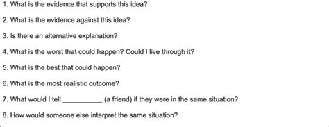 Examples of probing questions. Note. From Cognitive Therapy: Basics and... | Download Scientific ...