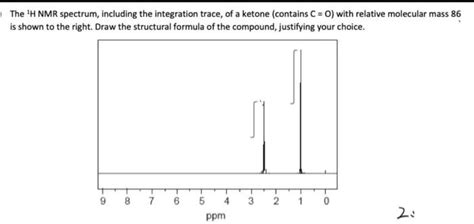 SOLVED: The 'H NMR spectrum; including the integration trace, of a ketone (contains C = 0) with ...