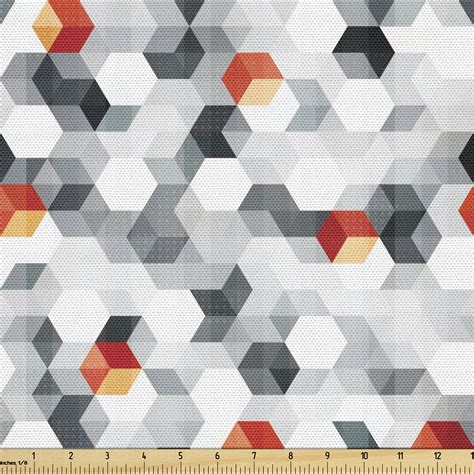 Geometric Upholstery Fabric by the Yard Hexagon and Cubes Pattern Simple Polygonal Design ...