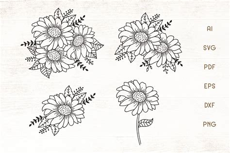 Sunflower Clip Art Black And White Svg