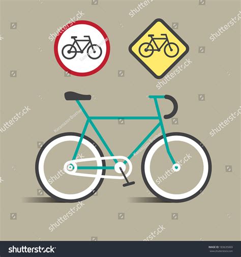 Vector Illustration Bike Road Signs Stock Vector (Royalty Free ...