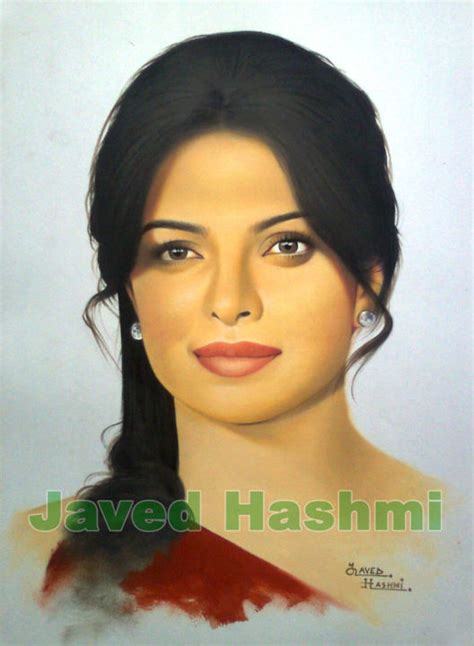 Priyanka Chopra Oil Painting - Indian Beautiful Actress Portrait Painting (Javed Hashmi)