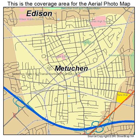 Aerial Photography Map of Metuchen, NJ New Jersey