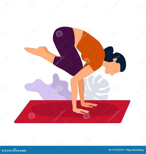 Yoga Asana Pose Meditation Young Girl Meditating on Matt at Home Vector Illustration. Stock ...