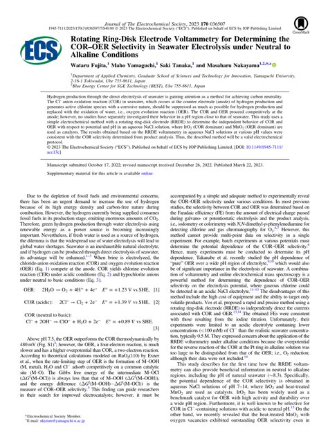 Rotating Ring-Disk Electrode Voltammetry for Determining the COR–OER ...