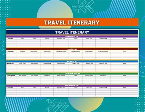 Travel Itinerary, Google Sheets Template, Google Sheets Planner, Travel ...