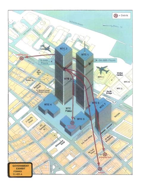 a map shows the location of two skyscrapers and an airplane flying over ...