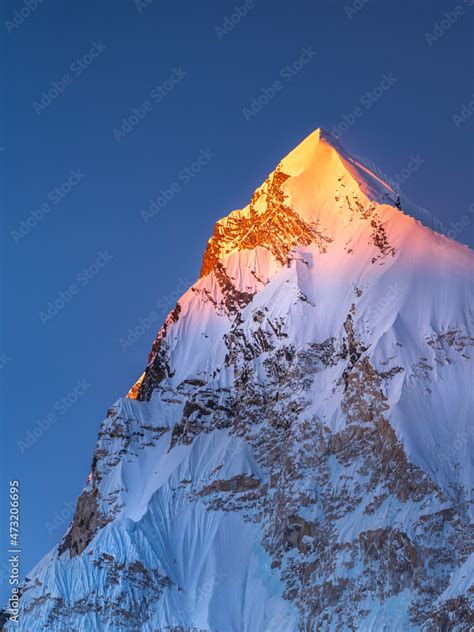 last golden light on the snow peak in Himalaya in Nepal Stock Photo | Adobe Stock