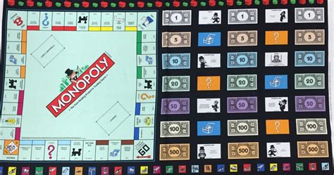 Rare! Out of Print! Hasbro Monopoly Board Game Panel Retro Game Night Cotton Quilt Fabric PNL153