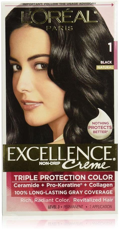 L'Oreal Paris Excellence Creme Hair Color, [1] Black 1 ea (Pack of 3 ...