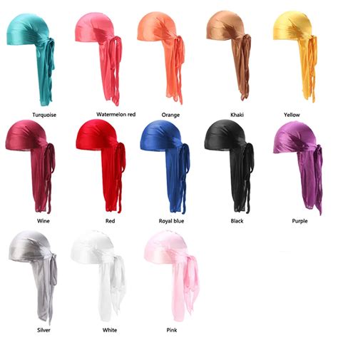 Wholesale Durag Men Solid Color Silk Durags Women Breathable Turban Fashion Hair Bands 13Pcs ...