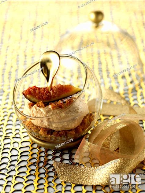 Foie gras mousse with gingerbread crumble and figs, Stock Photo, Picture And Rights Managed ...