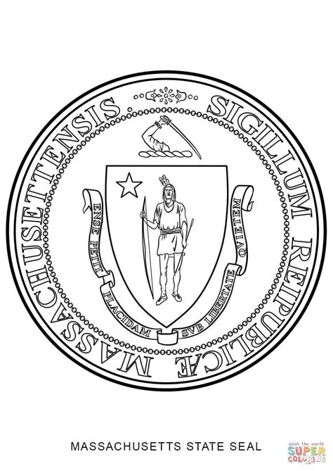 Massachusetts State Seal Coloring Page | Flag coloring pages, Kansas ...