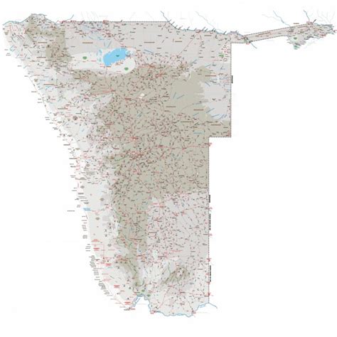 Large Detailed Road Map Of Namibia With All Cities, Villages And - Printable Road Map Of Namibia ...