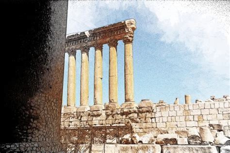 Baalbek View Color Sketch Graphic by Poster Boutique · Creative Fabrica