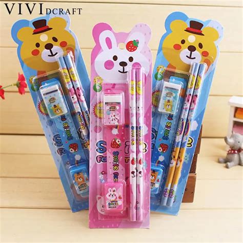 Student Kids Stationery Set for Children School Supplies Cute Bear ...