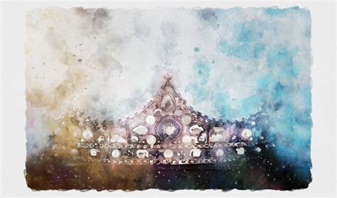 Watercolor Style and Abstract Image of Beautiful Queen/king Crown. Fantasy Medieval Period Stock ...