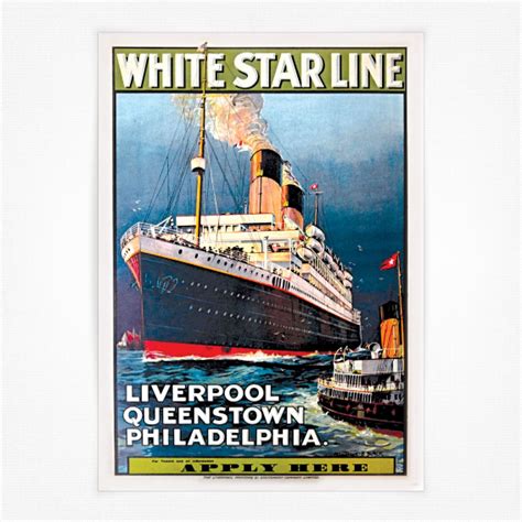 Vintage White Star Line poster Liverpool Queenstown Philadelphia