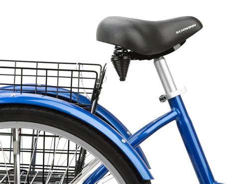 Schwinn Blue Single Speed Adult Tricycle 3-Wheel Bike Cruiser with Rear Basket Premo