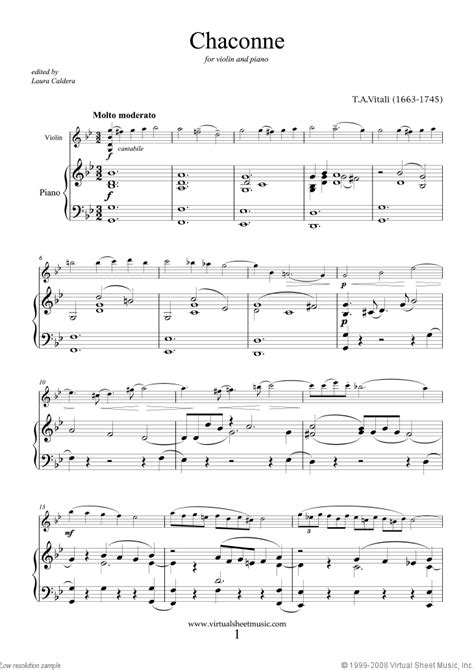 Vitali - Chaconne sheet music for violin and piano [PDF]