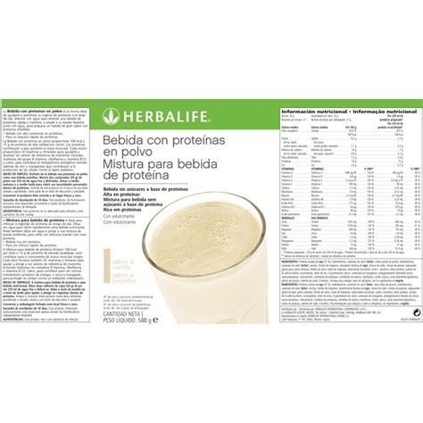 Herbalife Protein Drink Mix Nutrition Label | Besto Blog