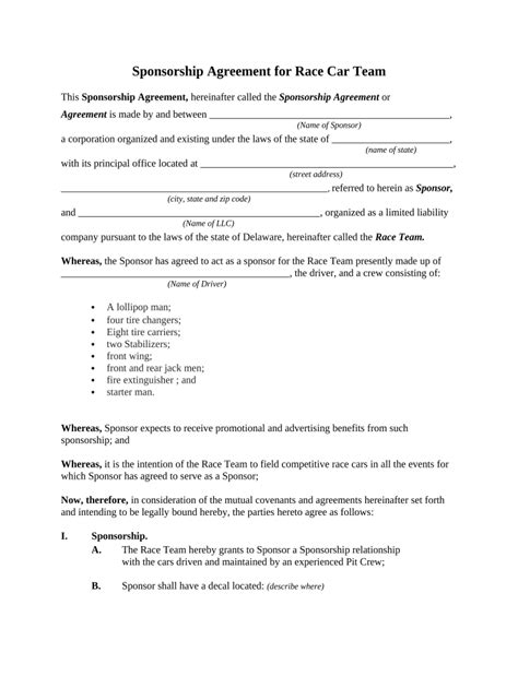 race car sponsorship template Doc Template | pdfFiller