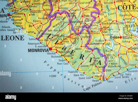 Atlas map of Monrovia in Liberia Stock Photo - Alamy