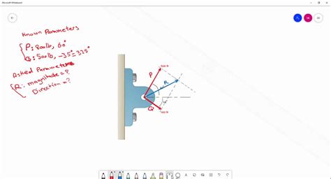 SOLVED: 1. Two forces are applied as shown in bracket support. Determine graphically the ...